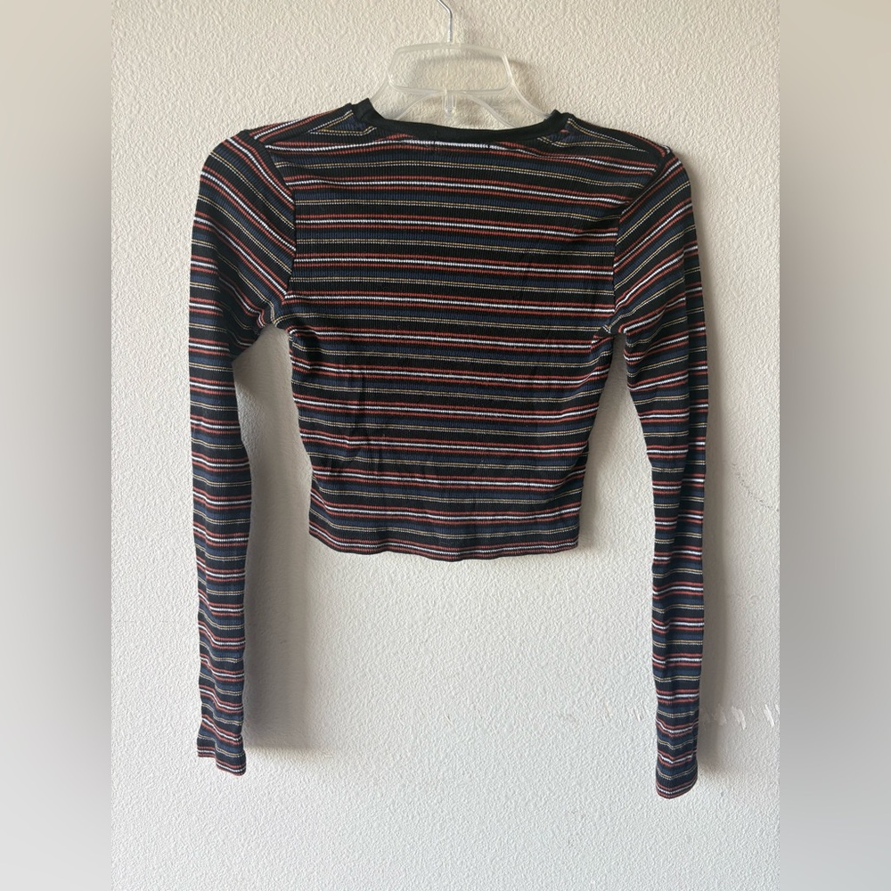Brandy Melville Multicolor Striped Long Sleeve Top - Picture 3 of 3